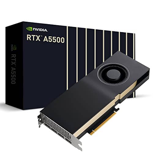 PNY NVIDIA RTX A5500 Professional Graphics Card 24GB GDDR6 PCI Express 4.0 x16, Dual Slot, 4X DisplayPort, 8K Support, Ultra Quiet Active Fan, 13659239000
