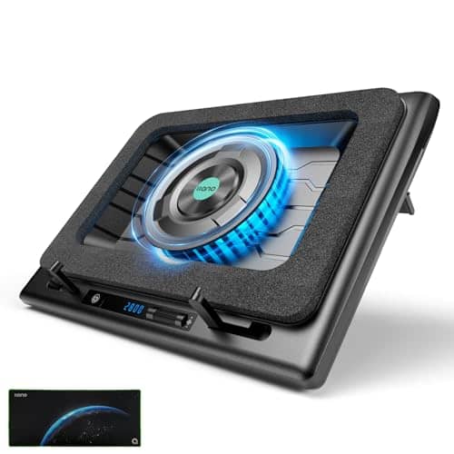llano Gaming Laptop Cooler, Laptop Cooling Pad Stand with 5.5inch External Cooling Fan, Fast Cooling Computer Laptop 15.6-21in, Adjustable Speed, Touch Control, 3-Port USB A (V13 NO RGB)