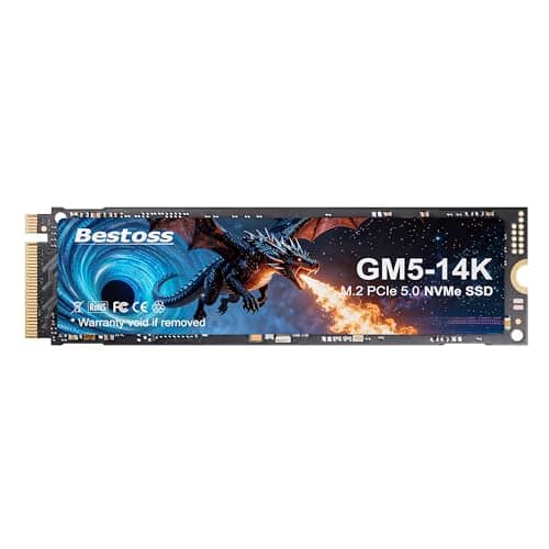 Bestoss NVMe M.2 2280 SSD 1TB Internal PCIe 5.0,Up to 14000MB/s, DRAM Cache