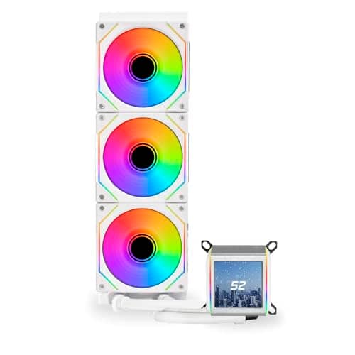 Lian Li Galahad II LCD 360 AIO CPU Liquid Cooler - Featuring SL Infinity ARGB Fans, 2.88" High-Resolution IPS Display, Asetek’s 8th Gen Cooling Solution - 360mm Radiator White Edition