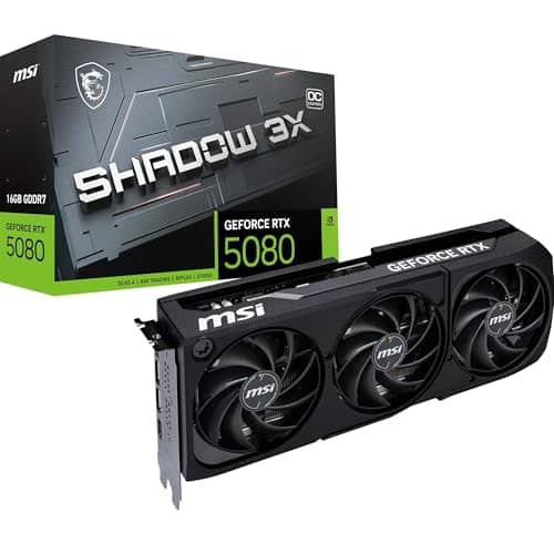 msi VGA GEFORCE RTX 5080 16G Shadow 3X OC RTX5080 16GB GDRR7 256 B DX12 PCIE 5.0 X16 (3XDP 1XHDMI)