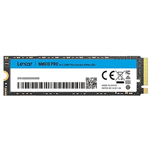 Lexar NM610PRO 500GB SSD, M.2 2280 PCIe Gen3x4 NVMe 1.4 Internal SSD, Up to 3300MB/s Reading, 1700MB/s Write, 3D NAND Flash Internal SSD Drives for Notebook, Desktop, PC