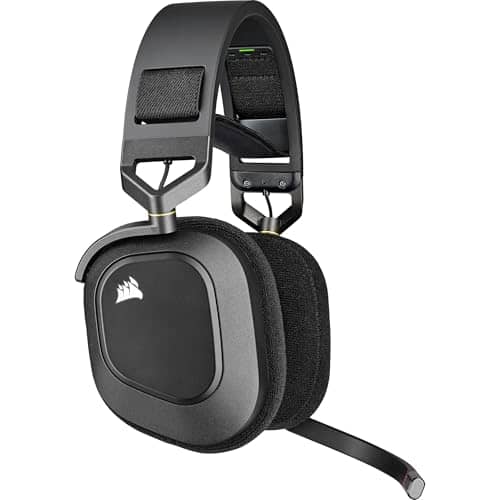 Corsair HS80 RGB WIRELESS Premium Gaming Headset with Dolby Atmos Audio (Low-Latency, Omni-Directional Microphone, 60ft Range, Up to 20 Hours Battery Life, PS5/PS4 Wireless Compatibility) Carbon