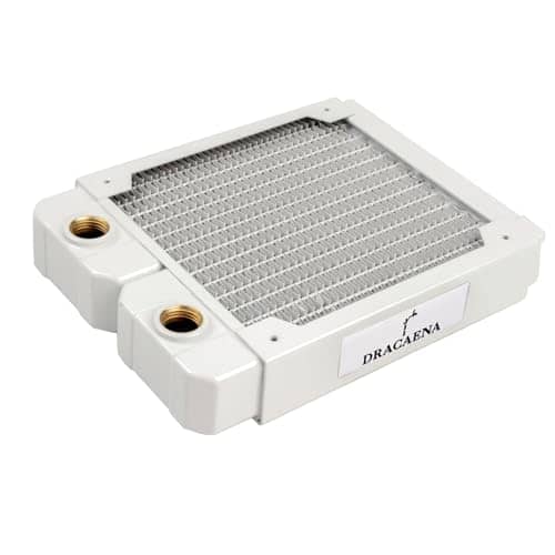Dracaena 120mm - 28mm/1.1 inch Thick Computer Radiator, 14 Tubes Copper Water Cooling Cooler for CPU Heat Sink - Liquid Heat Exchanger Dual G1/4 Thread, White