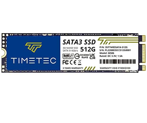 Timetec 512GB SSD 3D NAND SATA III 6Gb/s M.2 2280 NGFF 256TBW Read Speed Up to 550MB/s SLC Cache Performance Boost Internal Solid State Drive for PC Computer Laptop and Desktop (512GB)