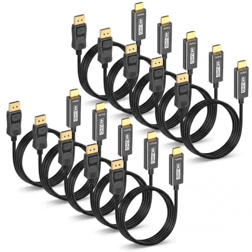 4K Displayport to HDMI Cable 6ft 10-Pack Uni-Directional DP to HDMI Cord 4K@30HZ 2K@120HZ 1080P HDR - Gold-Plated Male to Male HDTV for Dell Projector Desktop AMD NVIDIA Lenovo HP ThinkPad