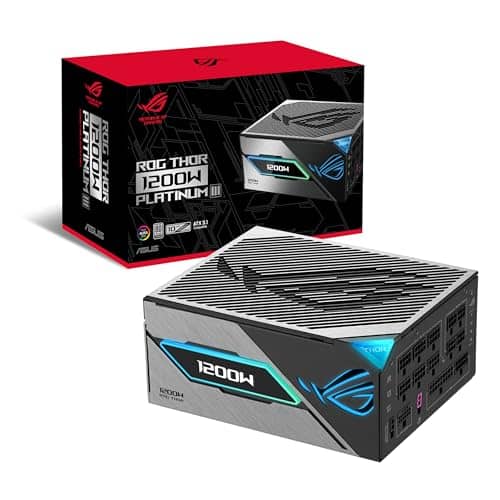ASUS ROG Thor 1200W Platinum III Power Supply (80 Plus Platinum Certified, ATX 3.1, PCIE 5.1, GaN MOSFET, GPU-First IVS, Magnetic OLED Display, Turbo Mode, Guaranteed 10 Years)