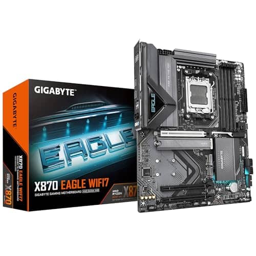 GIGABYTE X870 Eagle WIFI7 Motherboard - Supports AMD Ryzen 9000 CPUs, 14+2+2 Phase VRM, up to 8000MHz DDR5 (OC), 1xPCIe 5.0, Wi-Fi 7, 2.5GbE LAN, USB 4