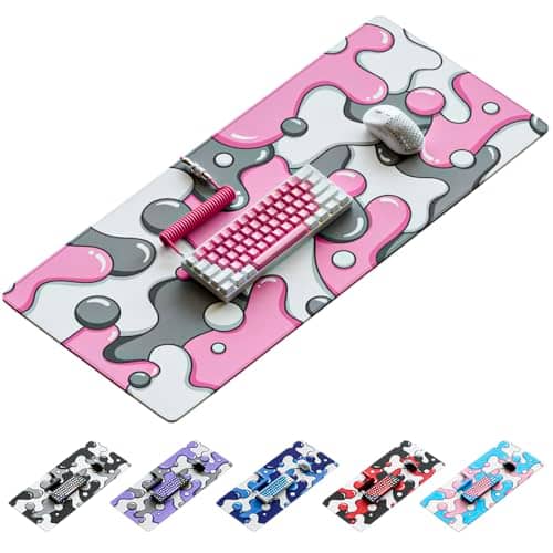 Kraken Keyboards DRIP XXL Pink & White Gaming Mouse Pad - Professional Artisan Mouse Pad - Pink & White Gaming Desk Mat - 36" x 16" Thick Extended XXL Gaming Mouse Pad (Quartz)
