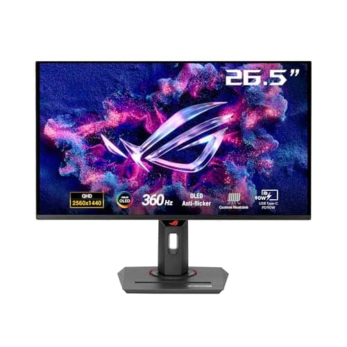 ASUS ROG Strix 27” 1440P OLED Gaming Monitor (XG27ACDNG) - QHD (2560 x 1440), 360Hz, 0.03ms, Custom Heatsink, OLED Care+, G-SYNC Compatible, 99% DCI-P3, DisplayWidget, AI Gaming