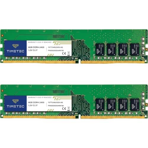 Timetec Premium 16GB KIT(2x8GB) DDR4 2400MHz PC4-19200 Non-ECC Unbuffered 1.2V CL17 1Rx8 Single Rank 288 Pin UDIMM Desktop PC Computer Memory RAM Module Upgrade (16GB KIT(2x8GB))