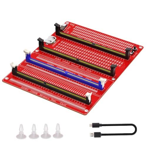 Desktop Computer Memory Tester, for DDR3 DDR4 DDR5 RAM Memory RDIMM/UDIMM Fault Diagnosis Analyzer Test Card with LED Indicators and USB C Cable