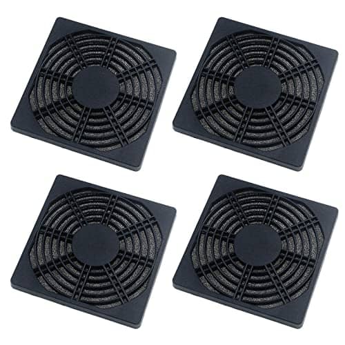 Cooling Fan Filter 120mm 4Pcs 3 in 1 Computer Dustproof Filter PC Fan Dust Filter Cover Cooling Fan Dust Filter Cover Ventilator Grill with Sponge and Screws for 120x120 Case Fan Cooling Fan (Black)