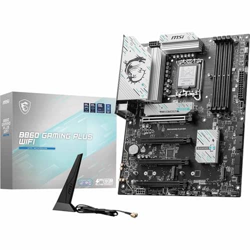 MSI B860 Gaming Plus WiFi Motherboard, ATX - Supports Intel Core Ultra Processors (Series 2), LGA 1851 - DDR5 Memory Boost 8600+ MT/s (OC), PCIe 5.0 x16 x16, M.2 Gen5, Intel Killer 5G LAN, Wi-Fi 7