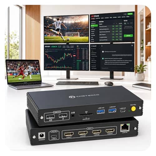 JCYMELE Thunderbolt Docking Station for MacBook Air/Pro M4 Quad 4K@60Hz Monitors 15-in-1 USB C DisplayLink Docking Station for Mac Laptops with PD 100W, USB 3.2 10Gbps