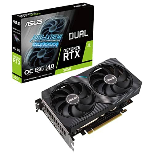 Asus Dual Geforce Rtx 3050 Oc Edition 8Gb Gddr6 Ram Graphics Card 128 Bit 2560 Cuda Cores Pcie 4.0 3 Years Warranty High End Gaming Mining Editing, Black, 90Yv0Hh0-M0Na00