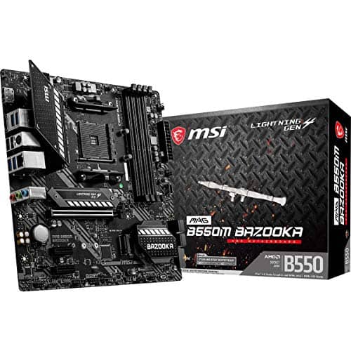 MSI MAG B550M Bazooka Gaming Motherboard (AMD AM4, DDR4, PCIe 4.0, SATA 6Gb/s, M.2, USB 3.2 Gen 1, HDMI/DP, Micro-ATX)