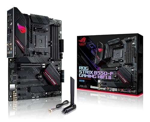 ASUS ROG Strix B550-F Gaming WiFi II ATX Gaming Motherboard, AMD B550, Socket AM4, DDR4, PCI 4.0, Intel LAN 2.5Gb, WiFi 6E (802.11ax), 2xM.2, 6xSATA 6GB/s, 2xUSB 3.2 Gen 2, Aura Sync RGB, Black