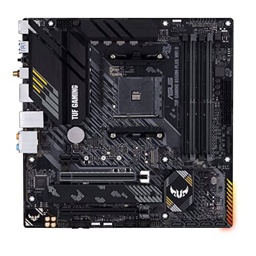 ASUS TUF Gaming B550M-PLUS WiFi II Motherboard Socket Ryzen AM4 (AMD B550, mATX, PCIe 4.0, dual M.2, WiFi6, SATA 6Gbit/s, Aura Sync)