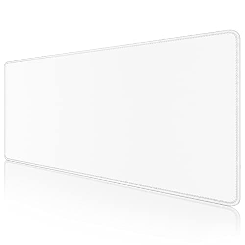 Dapesuom Large Gaming Mouse Pad, Extended Mousepad with Stitched Edges, Water Resist Keyboard Pad with Non-Slip Base, Big XXL Mousepad Desk Mat for Gamer, Laptop, Office, 31.5x15.7in, Ivory White