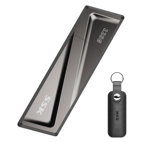 SSK USB 3.2 SSD Stick 128 GB, High Speed up to 550 MB/s Extreme Fast + Adapter External Portable SSD USB 3.2 Gen 2 Memory Stick for Type-C Android Phones, Laptop, Tablet, Mac