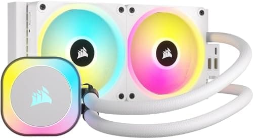 CORSAIR iCUE LINK H100i RGB Liquid CPU Cooler - 240mm AIO - QX120 RGB Fans - Fits Intel® LGA 1700, AMD® AM5 - iCUE LINK System Hub Included - White