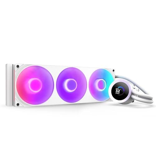 NZXT Kraken Plus 360 RGB - AIO CPU Liquid Cooler - 360mm Radiator - F360 RGB Core Single Frame Fan - 1.54" Square LCD - AMD® AM5, AM4 - Intel® LGA 1851/1700, 1200/115X - White