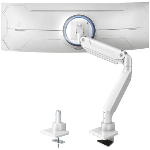 PUTORSEN 17-49 Inch Monitor Mount Up to 20 kg,Premium Aluminium Monitor Arm for Flat/Curved Screen with VESA 75 x 75/100 x 100 mm,Gas Spring Monitor Desk Mount,White