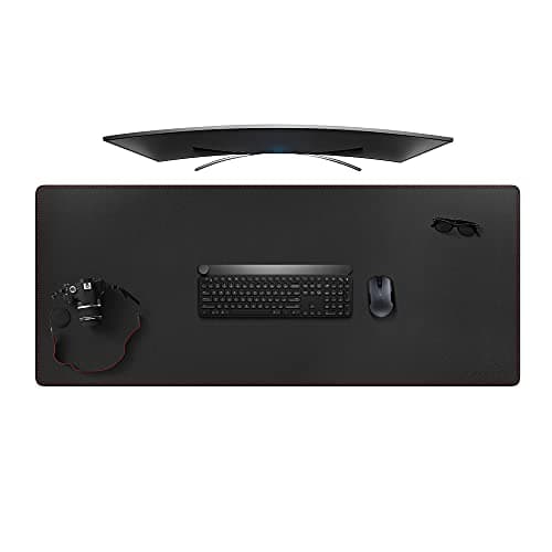 ZORESYN 4XL Oversized Large Mouse Pads (140 x 60cm) - PU Leather Extended Large Gaming Mousepad Desk Mat - Nonslip Base and Waterproof Desktop Keyboard Extended Mouse Mat (Black, 4XL - Oversized)