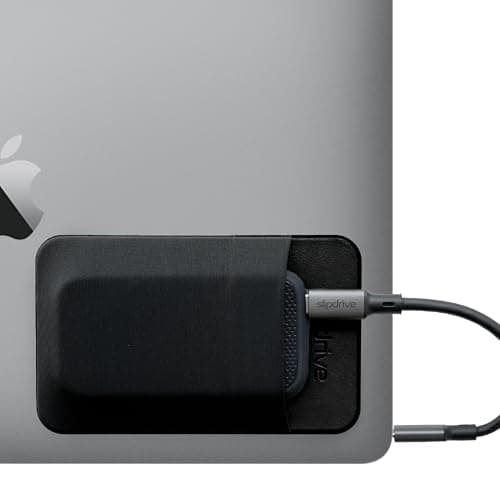 Slipdrive - Portable Hard Drive Sleeve for Laptop - SSD Solid State Drive - Reusable Adhesive - Stick on External Hard Drive Carrying Case - Pocket Pouch (Black)