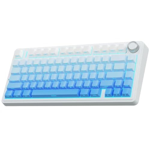 AULA F75 Pro Mechanical Keyboard,75% Wireless Gaming Creamy Keyboards,Hot Swappable Custom Bluetooth Keyboard with Knob, BT5.0/2.4GHz/USB-C,RGB Backlit,Sounding-Switches PBT Keycaps- Gradient Blue