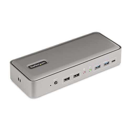 StarTech.com Dual Monitor USB-C KVM Docking Station for Two Laptops, 2x 4K 60Hz DisplayPort Dock/KVM Switch, 5x USB, 90W/45W Power Delivery for Two Notebooks, Windows/macOS (129UE-USBC-KVM-DOCK)