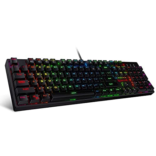 Redragon K582 SURARA Advanced RGB LED Backlit Mechanical Gaming Keyboard with 104 Full-Sized Keys, Ultra-Responsive Linear and Quiet Red Switches for Professional Gamers