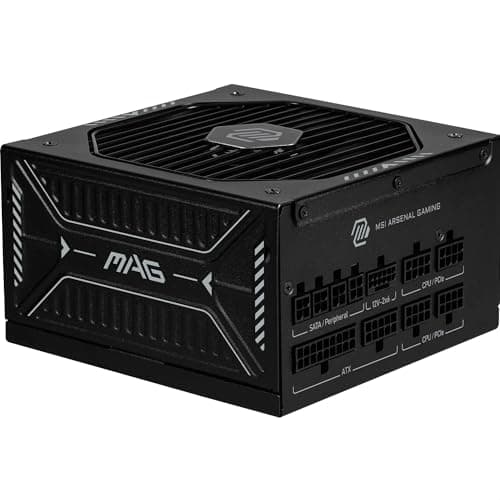 MSI MAG A850GLS PCIE5 Power Supply Unit, 850W, 80 PLUS Gold, ATX 3.1, PCIe 5.1 GPU Support, Native 12V-2x6, Dual-color 12V-2x6 connector, ATX PSU, Embossed Jacket Cables