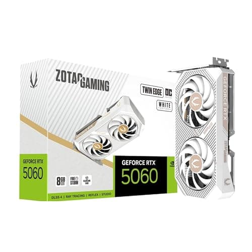 ZOTAC Gaming GeForce RTX 5060 Twin Edge OC White Edition DLSS 4 8GB GDDR7 128-bit 28 Gbps PCIE 5.0 Gaming Graphics Card, SFF-Ready Compact Card, ZT-B50600Q-10M