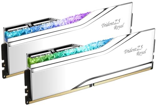 G.SKILL Trident Z5 Royal Series (Intel XMP 3.0) DDR5 RAM 32GB (2x16GB) 6400MT/s CL32-39-39-102 1.40V Desktop Computer Memory UDIMM - Silver (F5-6400J3239G16GX2-TR5S)