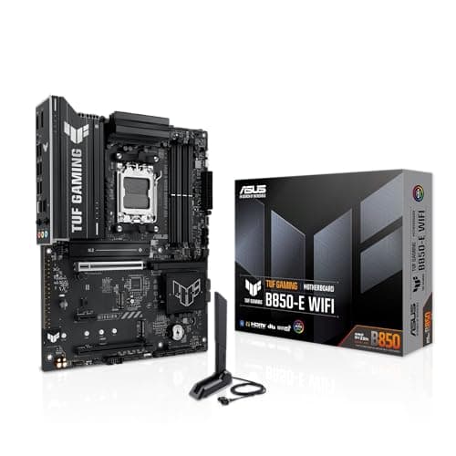 ASUS TUF Gaming B850-E WiFi, AMD ATX Motherboard, 8+2+1 Power Stages, DDR5 Slot, PCIe 5.0 Ready, 3 M.2 Slots, WiFi 6E, Ethernet Realtek 2.5Gb, USB-C 20Gbps, BIOS Flashback and Aura Sync