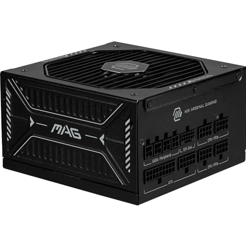 MSI MAG A1000GLS PCIE5 Power Supply Unit, 1000W, 80 PLUS Gold, ATX 3.1, PCIe 5.1 GPU Support, Native 12V-2x6, Dual-color 12V-2x6 connector, ATX PSU, Embossed Jacket Cables