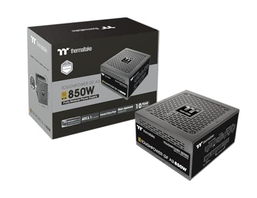 Thermaltake Toughpower GF A3 850W, True 450W 12VHPWR Connectors on PSU & NVIDIA RTX 40 Series, ATX 3.0/PCI-E 5.0, 80+ Gold, SLI/Crossfire Ready Power Supply, PS-TPD-0850FNFAGU-L, 10 Year Warranty