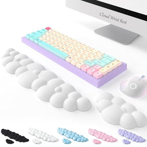 2PCS Cloud Wrist Rest Keyboard,Memory Foam Keyboard Palm Rest,Lightweight with Non-Slip Base for Typing Pain Relief,Ergonomic Keyboard Pad with Wrist Support for Home,Office,Computer,Laptop,Gaming,Mac