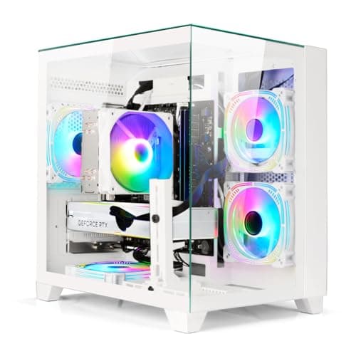AESNO Gaming PC Ryzen 7 5700X RTX 5060 8G Desktop Computer Towers (White)