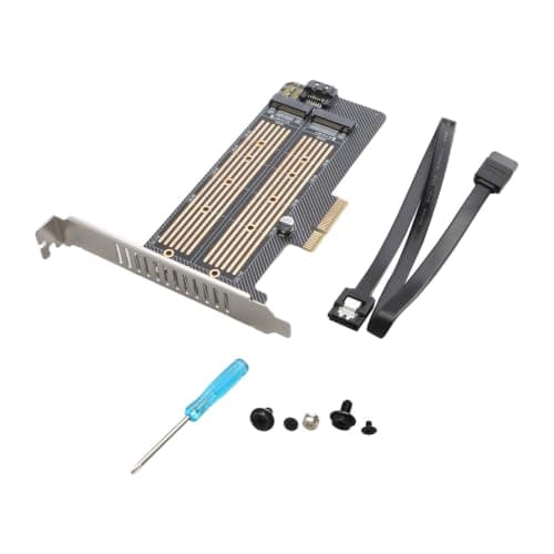 VGOL 1 Pack Dual M.2 SSD Adapter Card PCIe x4 x8 x16 NVMe SATA Compatible with ASUS
