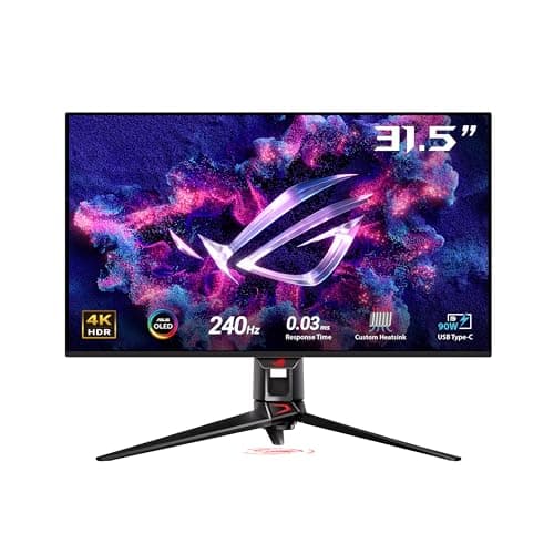 ASUS ROG Swift OLED PG32UCDM gaming monitor ― 31.5-inch 4K QD-OLED panel, 240Hz, 0.03ms (GTG), G-SYNC compatible, custom heatsink, graphene film, uniform brightness,99% DCI-P3, True 10-bit, 90W Type-C