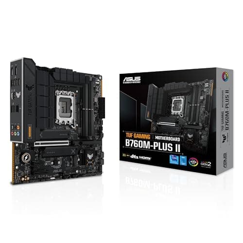 ASUS TUF Gaming B760M-PLUS II Intel B760 LGA 1700 mATX Motherboard (PCIe 5.0, M.2 4.0, DDR5, 2.5Gb Ethernet, DP, HDMI, SATA 6Gbps, USB Type-C, Thunderbolt (USB4), Aura Sync)