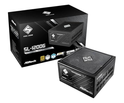 ASRock Steel Legend SL-1200G 1200W 80 Plus Gold & Cybenetics Platinum Full Modular Power Supply ATX3.1 & PCIe5.1 Ready with Dual Color 12V-2x6 Cable 10 Years Warranty