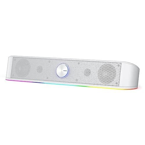 Redragon GS560 RGB Desktop Soundbar, 2.0 Channel Computer Speaker with Dynamic Lighting Bar Audio-Light Sync/Display, Touch-Control Backlit with Volume Knob, USB Powered w/ 3.5mm Cable