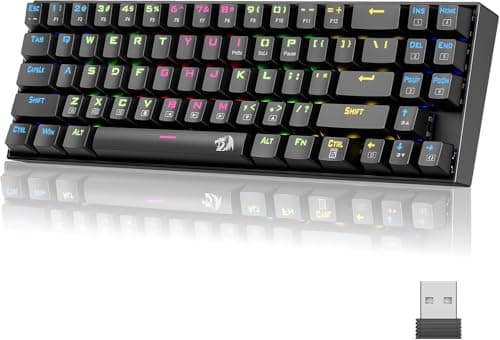 Redragon K599 Wired/Wireless Mechanical Gaming Keyboard 60% Compact Tenkeyless RGB Backlit Computer Keyboard for Windows PC Gamers (70 Key Red Switch – Black)