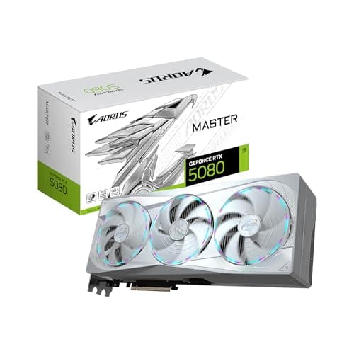GIGABYTE AORUS GeForce RTX 5080 Master ICE 16G Graphics Card, WINDFORCE Cooling System, 16GB 256-bit GDDR7, GV-N5080AORUSM ICE-16GD Video Card