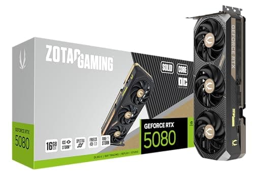 ZOTAC Gaming GeForce RTX 5080 Solid CORE OC DLSS 4 16GB GDDR7 256-bit 30 Gbps PCIE 5.0 Gaming Graphics Card, IceStorm 3.0 Advanced Cooling, Spectra RGB Lighting, ZT-B50800J2-10P