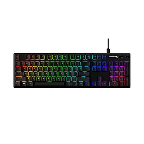 HyperX Alloy Origins PBT - Mechanical Gaming Keyboard, PBT Keycaps, RGB lighting, Compact, Aluminum Body, Adjustable Feet, Customizable with HyperX NGENUITY, Onboard Memory - HyperX Clicky Blue Switch
